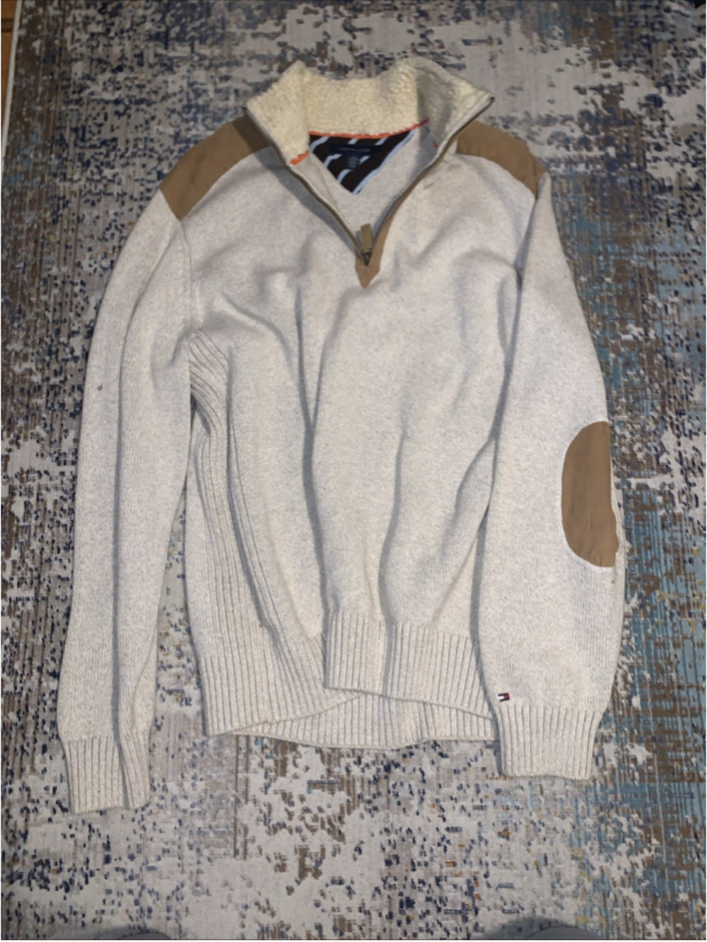 Tommy Hilfiger 1/4-Zip Heavy Pullover Sweater With Elbow & Shoulder Patches XXG - Picture 7 of 16